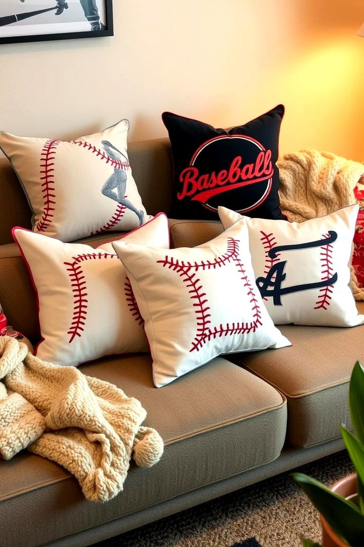 Baseball Icon Imagery Pillows - 22 Baseball Room Decor Ideas