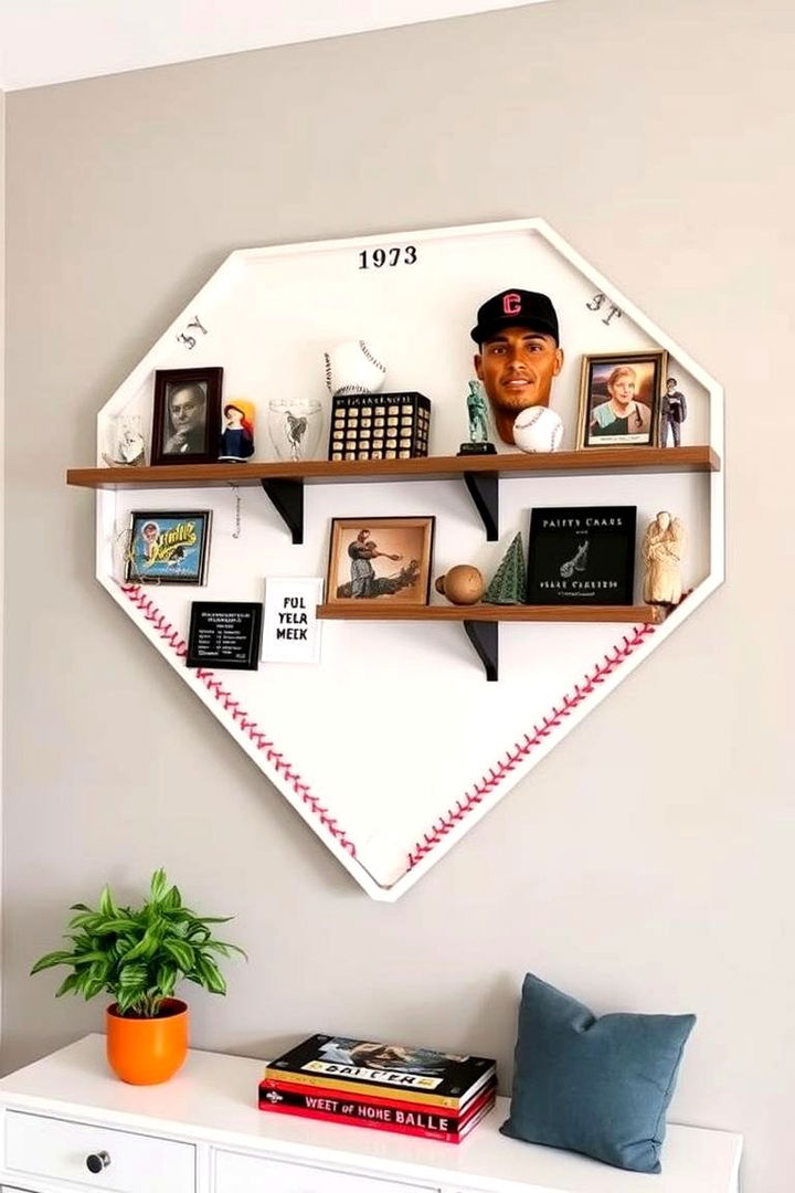 Baseball Plate Wall Shelves - 22 Baseball Room Decor Ideas