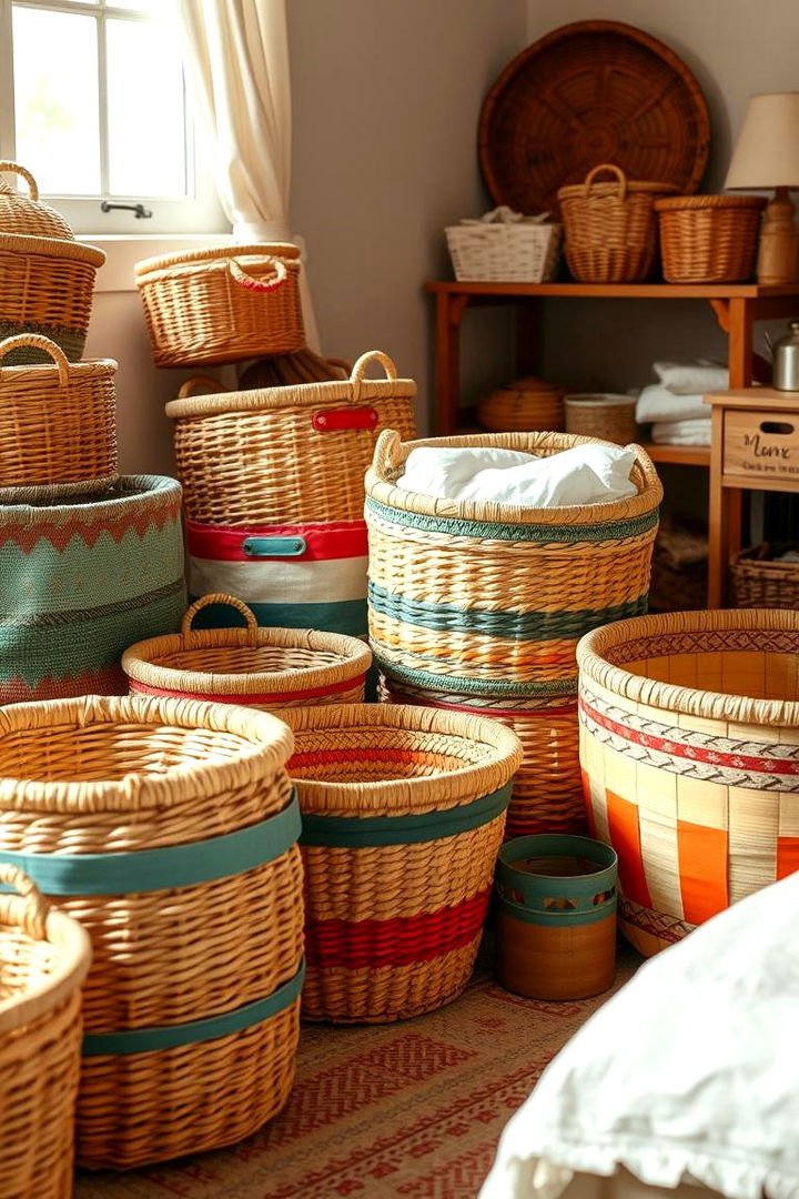 Baskets and Bins - 22 Bedding Storage Ideas