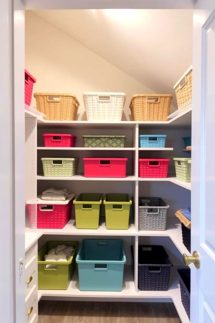 Baskets and Bins for Organized Storage - 22 Sloped Ceiling Closet Ideas