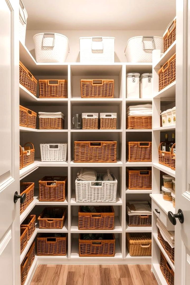 Baskets and Bins for Organized Storage - 22 Pantry Shelving Ideas
