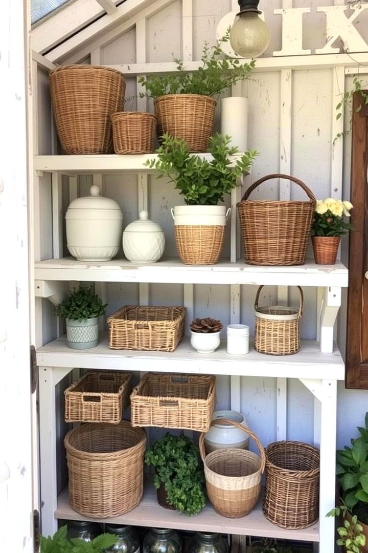 Baskets and Containers for Organized Storage - 22 Greenhouse Shelving Ideas