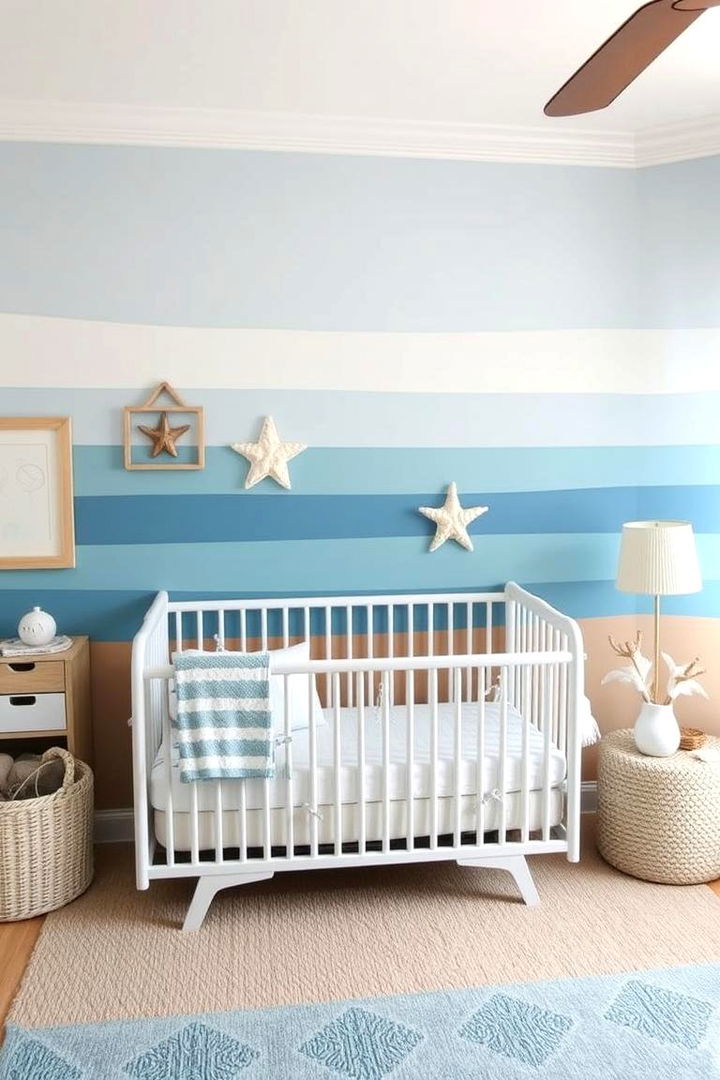 Beachy Accent Wall - 22 Ocean-themed Nursery Ideas