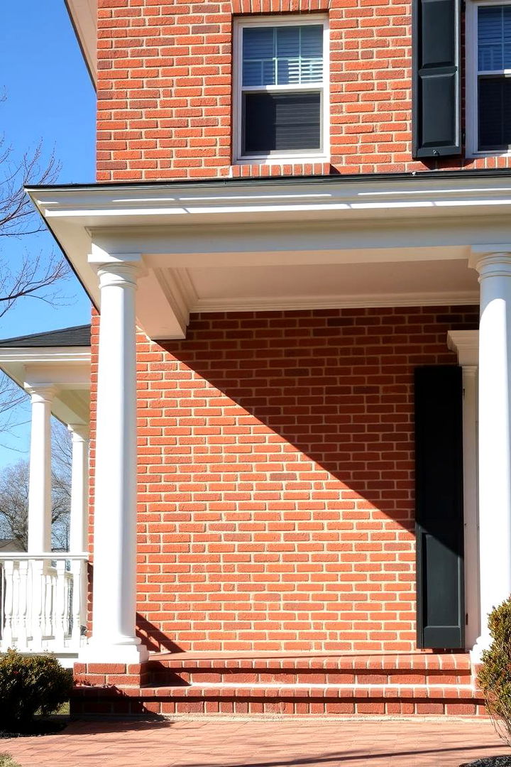 Beautiful Brick Facade Integration - 22 Colonial Front Porch Ideas