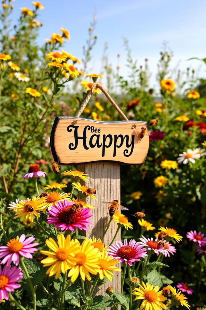 Bee Happy - 22 Funny Garden Sign Ideas