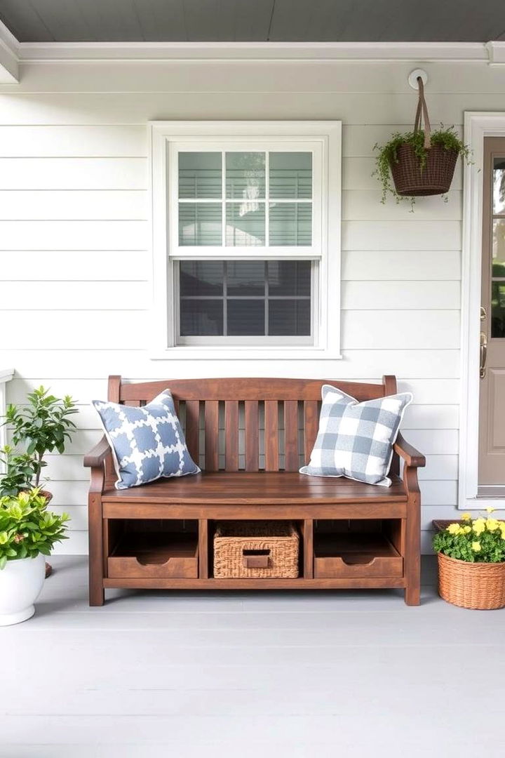 Bench with Built In Storage - 22 Front Porch Bench Ideas