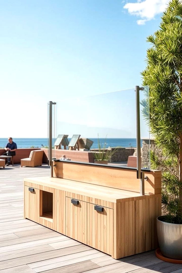 Bench with Integrated Windbreak and Shelter - 22 Built-in Deck Bench Ideas and Designs