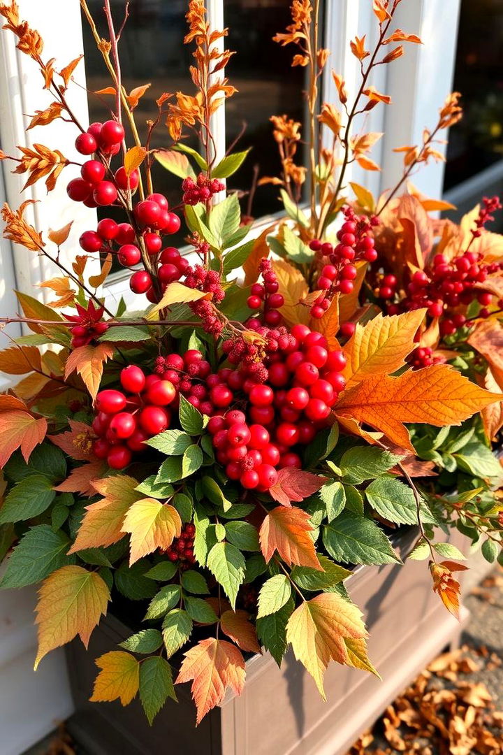 Berry and Foliage Ensemble - 22 Fall Flower Box Ideas