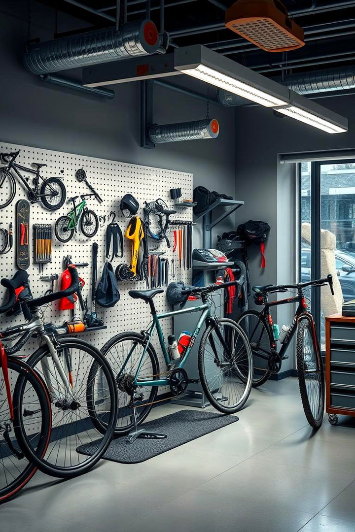 Bicycle and Tool Pegboard Organizer - 22 Pegboard Ideas