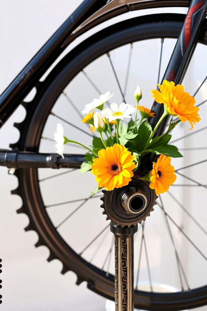 Bike Crank Flower Focal Points - 22 Old Bicycle Garden Ideas