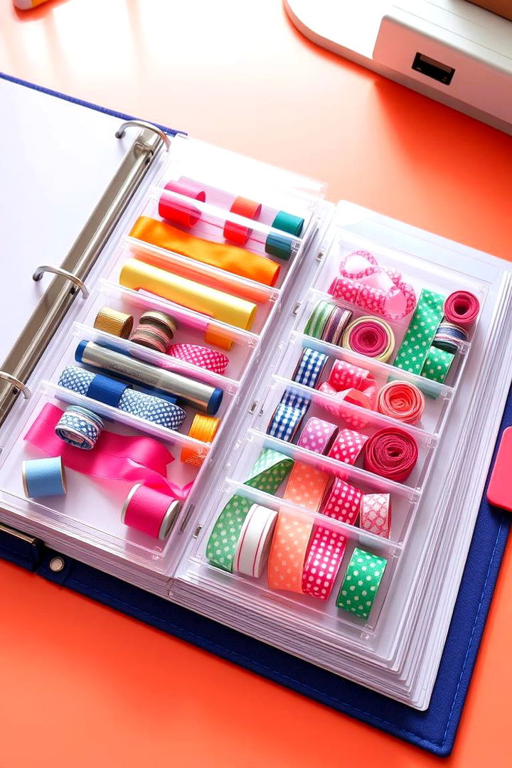 Binder with Plastic Sleeves Storage - 22 Ribbon Storage Ideas