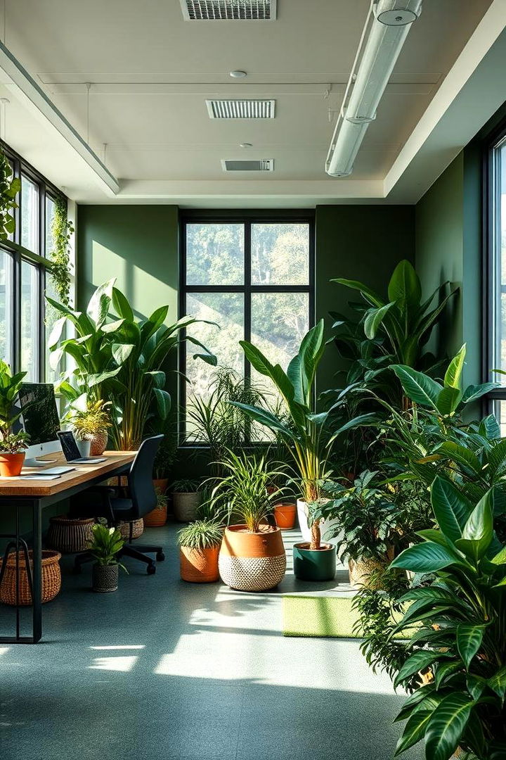 Biophilic Design Integration - 22 Dark Green Home Office Ideas