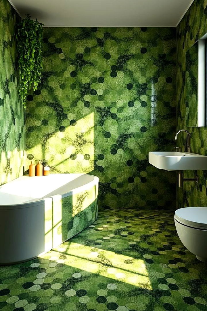 Biophilic Green Mosaic - 22 Bathroom Mosaic Floor Tile Ideas