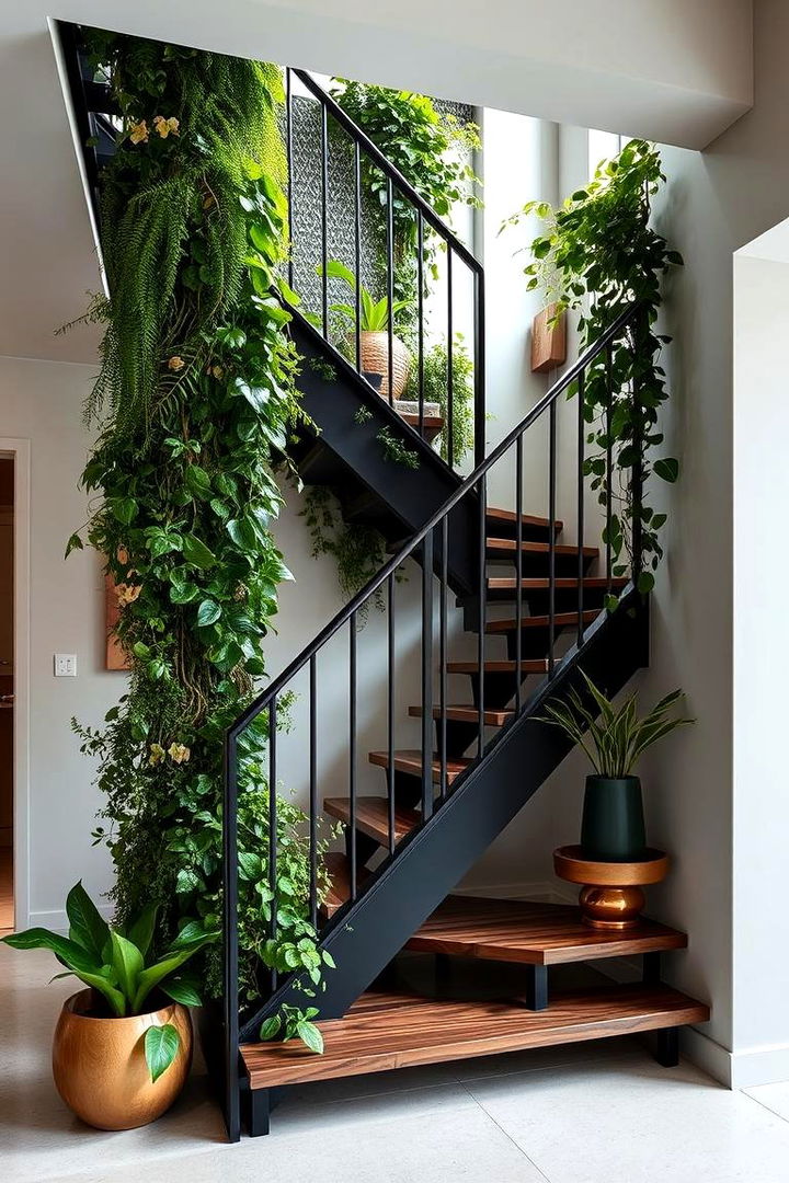 Biophilic Touch with Green Accents - 22 black staircase ideas