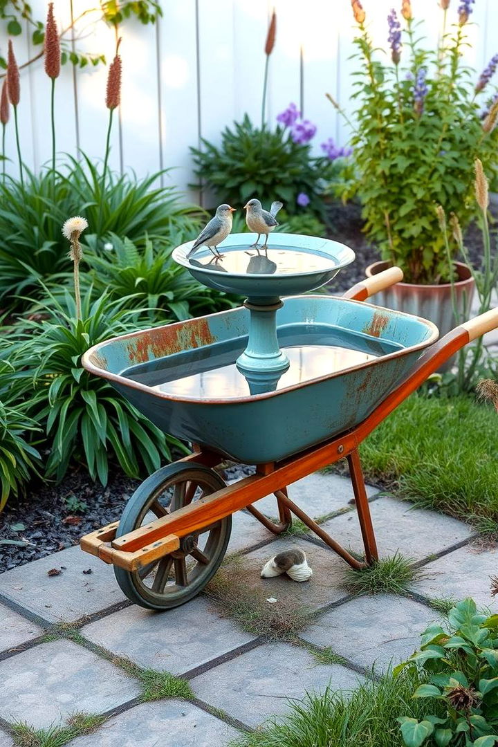 Bird Bath Conversion - 22 Old Wheelbarrow Ideas