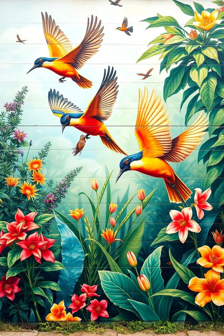 Bird Paradise Mural - 22 Garden Mural Ideas