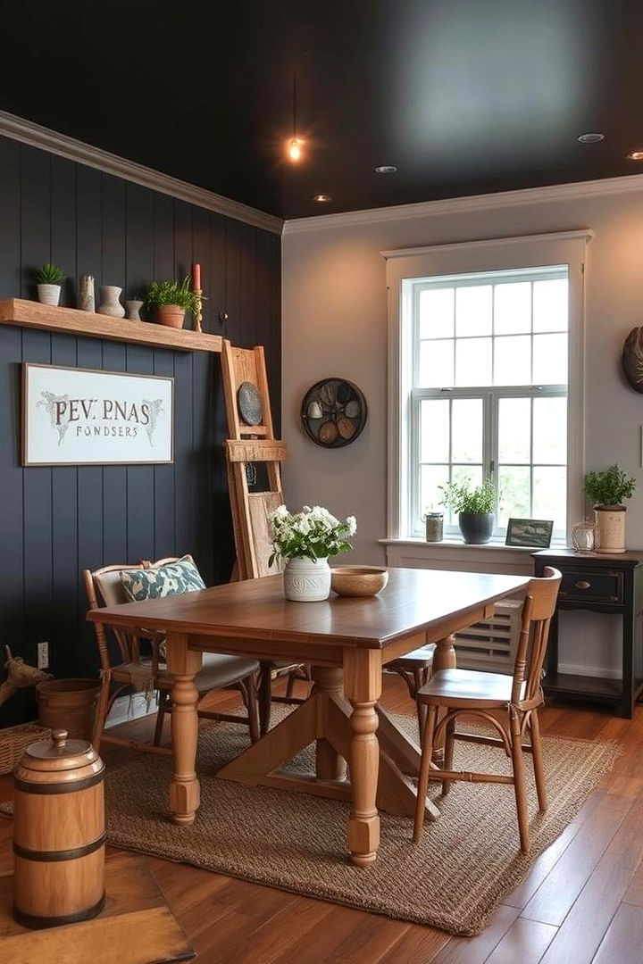 Black Accent with Farmhouse Elements - 22 Black Accent Wall Ideas