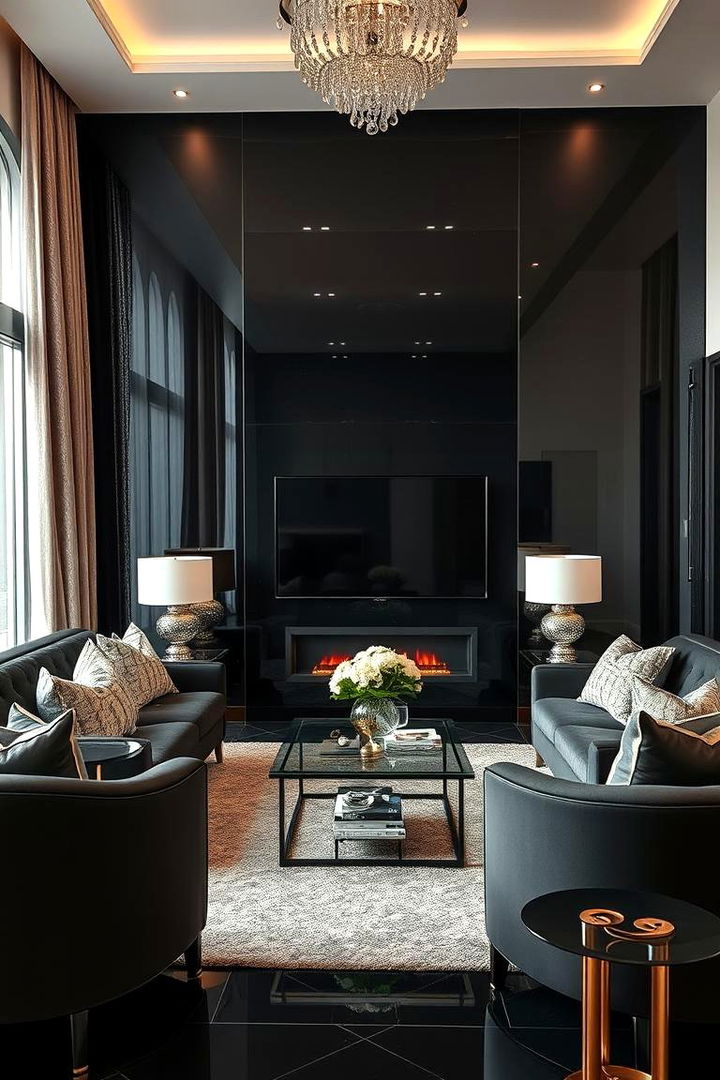 Black Accent with Sequin and Sparkle Elements - 22 Black Accent Wall Ideas