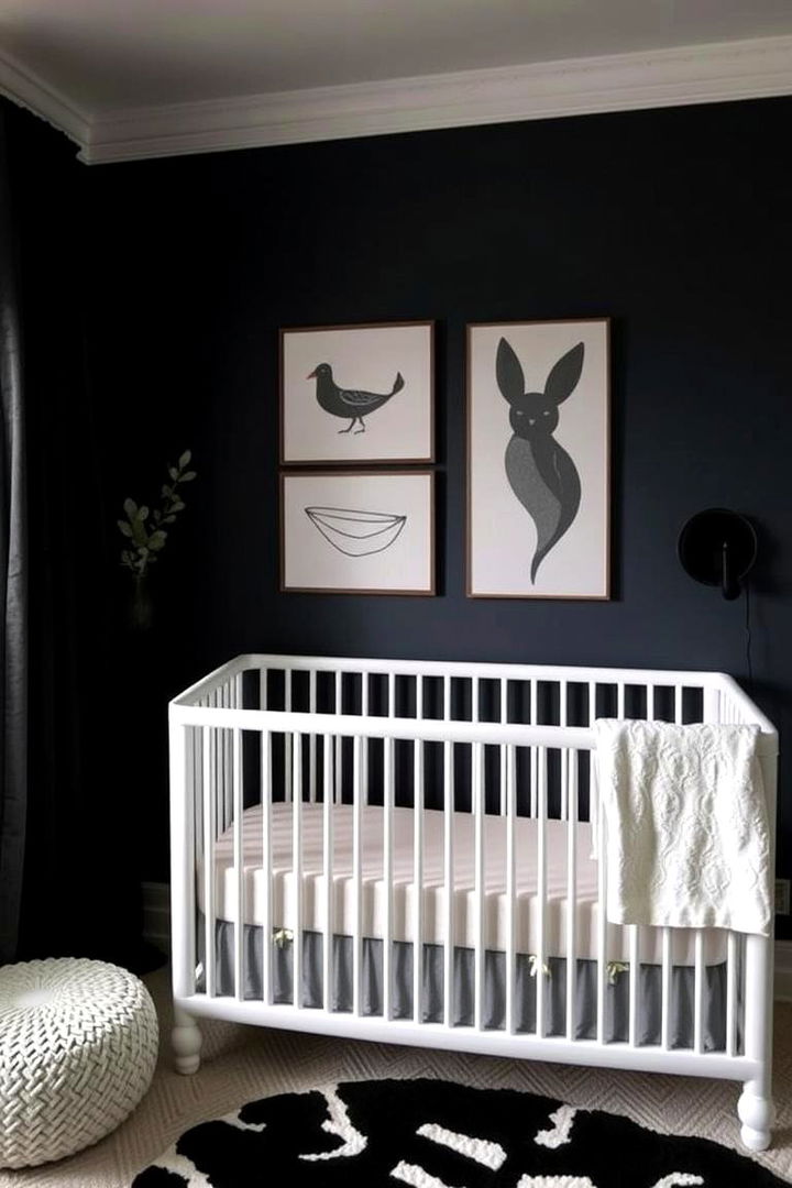 Black Accent with Soft Lighting - 22 Black Nursery Ideas