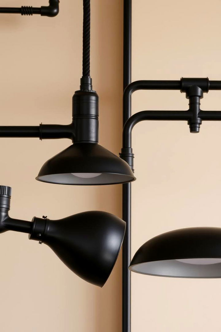 Black Metallic Fixtures for Aesthetic Appeal - 22 Black and Beige Bedroom Design Ideas