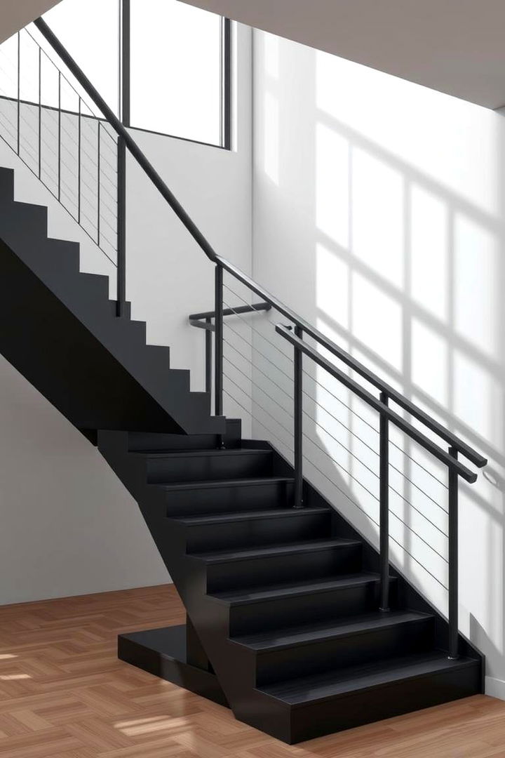 Black Minimalist Stairs and Railings - 22 Black Porch Ideas