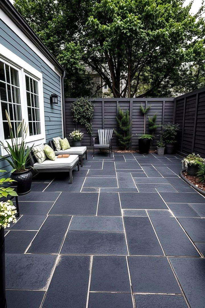 Black Paver Patio with Chic Appeal - 22 Black Porch Ideas