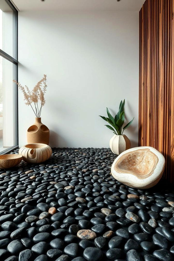 Black Pebble Flooring Trend - 22 Black Kitchen Floor Ideas
