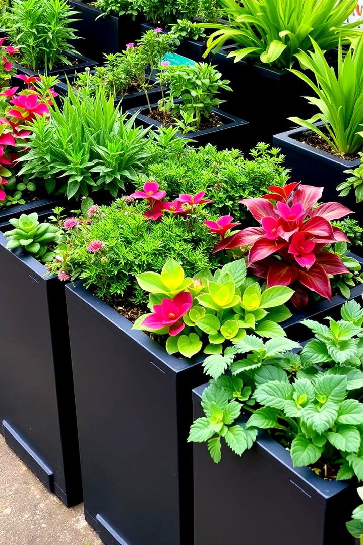 Black Planter Boxes and Greenery Contrast - 22 Black Porch Ideas