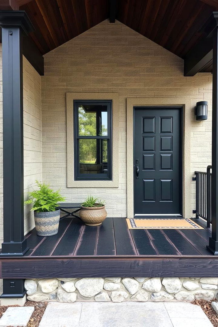 Black Porch with Mixed Textures - 22 Black Porch Ideas