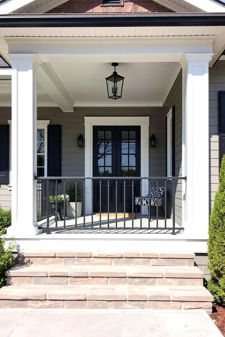 Black Powder Coated Elegance - 22 Front Porch Railing Ideas