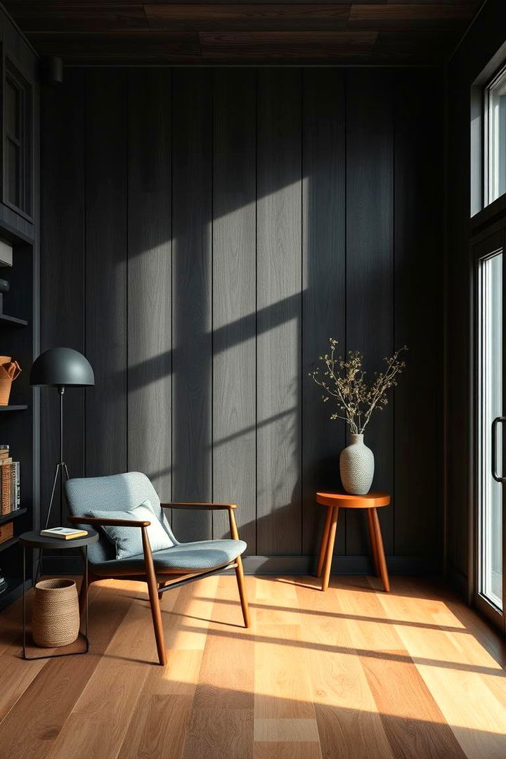 Black Wood Paneling Accent - 22 Black Accent Wall Ideas