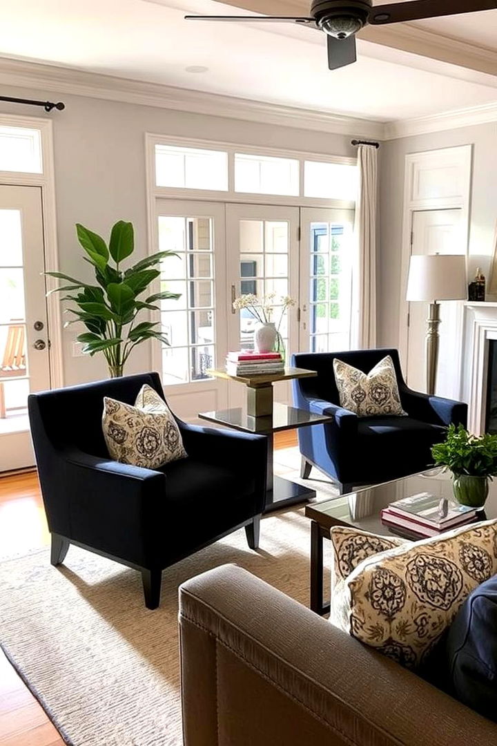 Black and Blue Accent Chairs - 22 Black and Blue Living Room Ideas