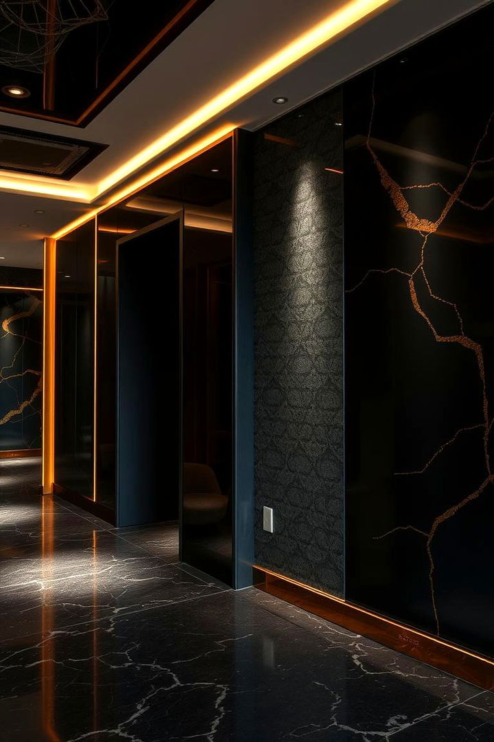 Black and Gold Accent Walls - 22 Black and Gold Living Room Ideas