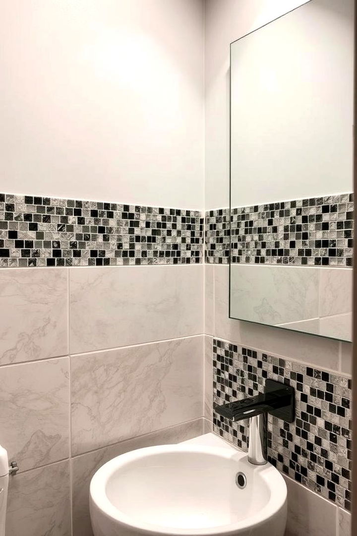 Black and Grey Mosaic Accents - 22 Black and Grey Bathroom Ideas