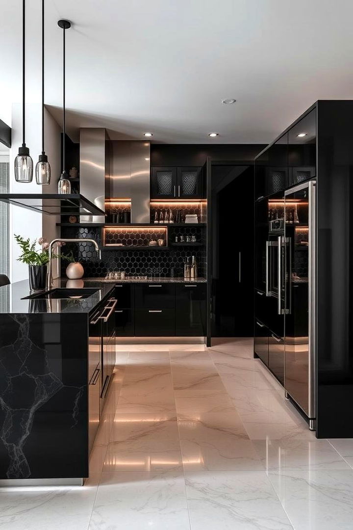 Black and Metallic Fusion - 22 black laundry room ideas