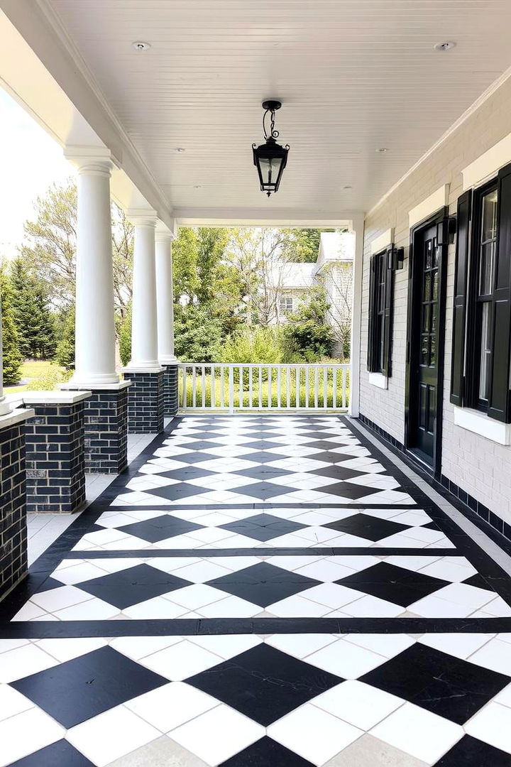 Black and White Contrast - 22 Front Porch Tile Ideas
