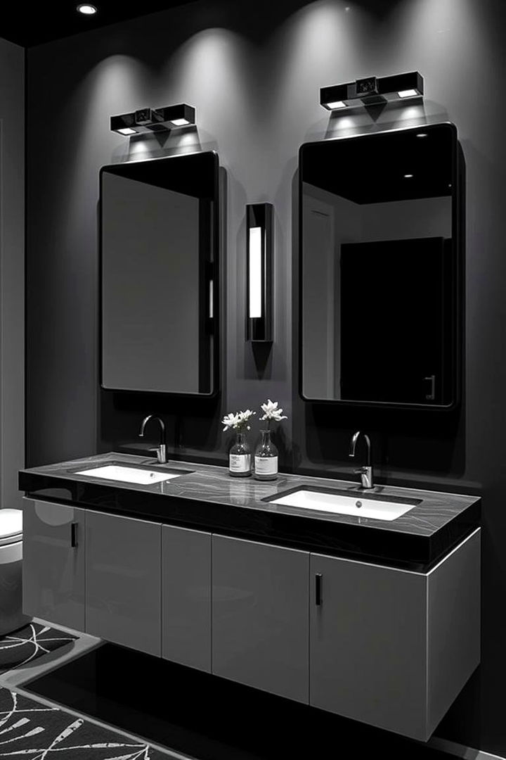 Black and White Contrast - 22 Double Vanity Bathroom Ideas