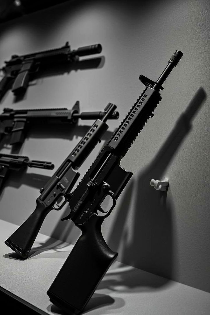 Black and White Gun Portrait Display - 22 Gun Wall Ideas