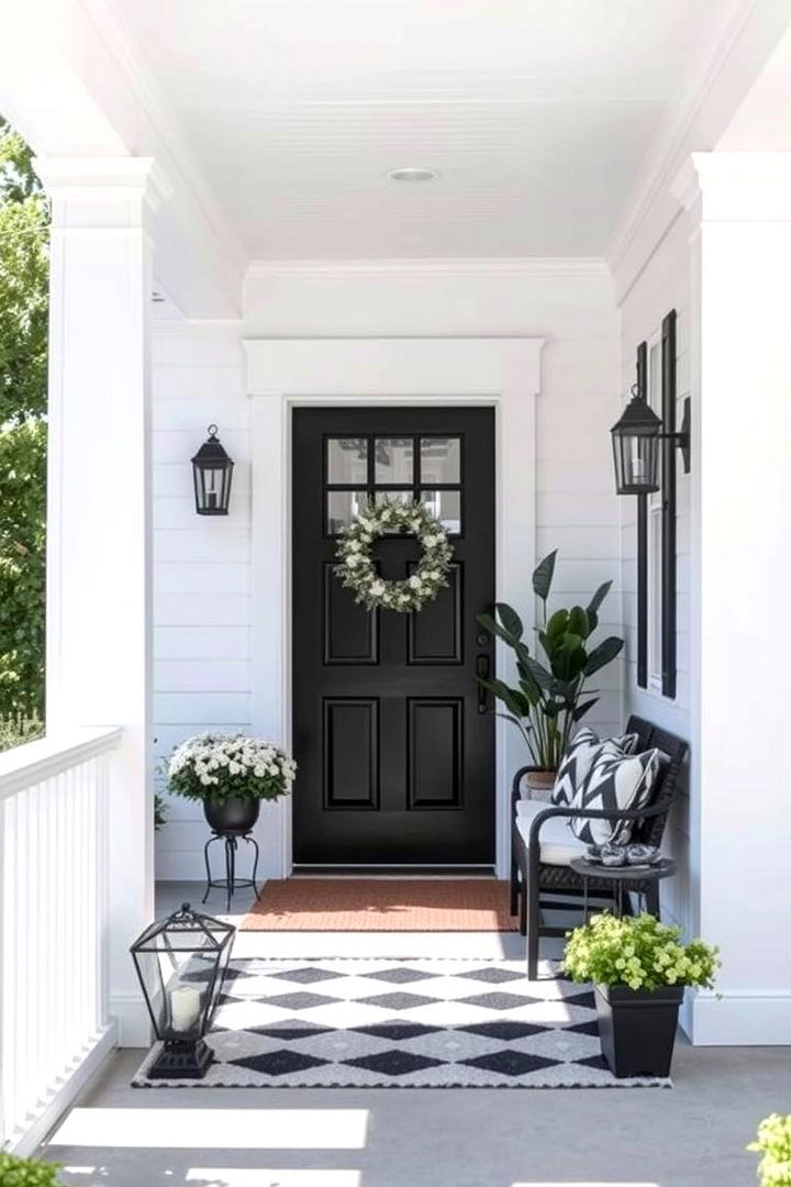Black and White Harmony Porch - 22 Black Porch Ideas