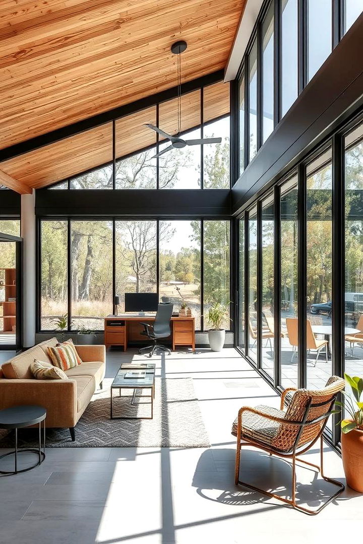 Blend Indoor and Outdoor Elements - 22 Sunroom Office Ideas