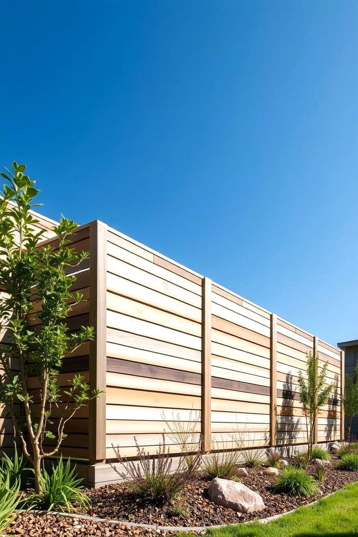 Blended Landscape Harmony - 22 Horizontal Fence Ideas