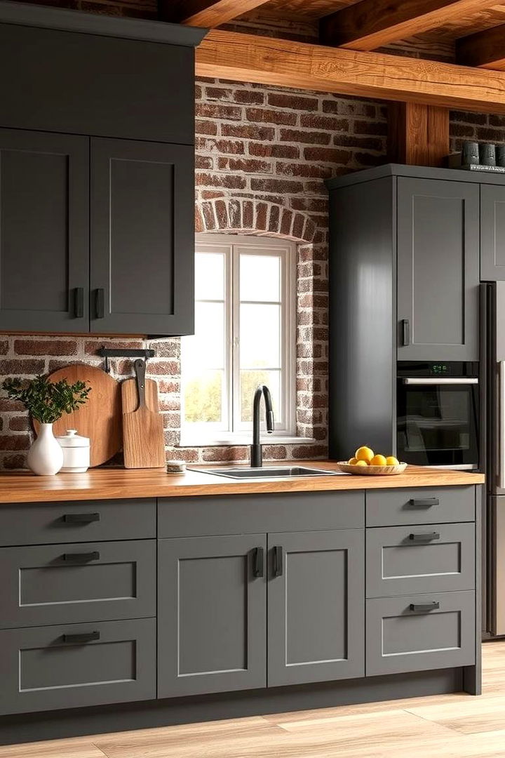 Blended Modern and Rustic Elements - 22 Farmhouse Kitchen With Gray Cabinets Ideas