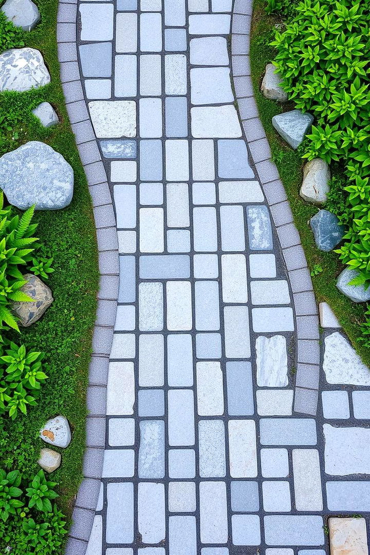 Blended Paver and Natural Stone Paths - 22 Grey Paver Walkway Ideas