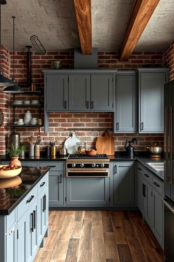 Blending Industrial Elements - 22 Kitchen With Gray Cabinets And Black Countertops Ideas