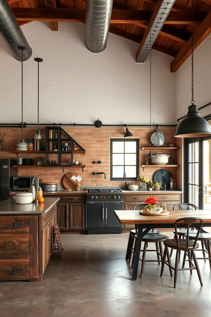 Blending Industrial and Rustic Elements - 22 Open Kitchen Ideas