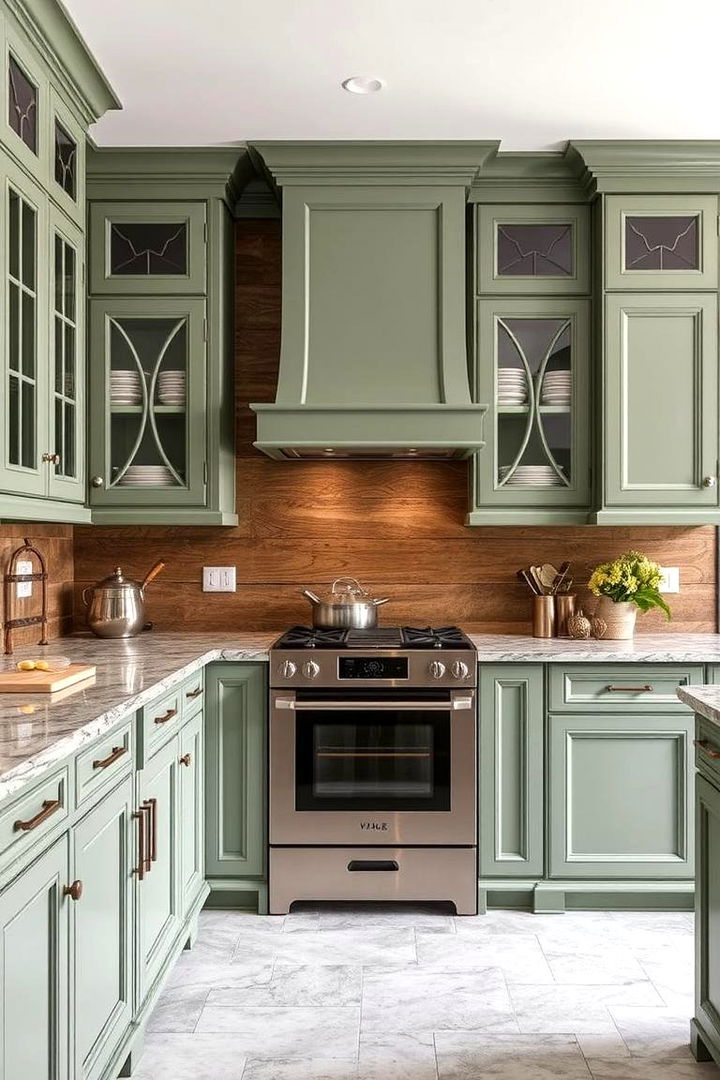 Blending Modern and Traditional Elements - 22 Rustic Sage Green Kitchen Cabinets