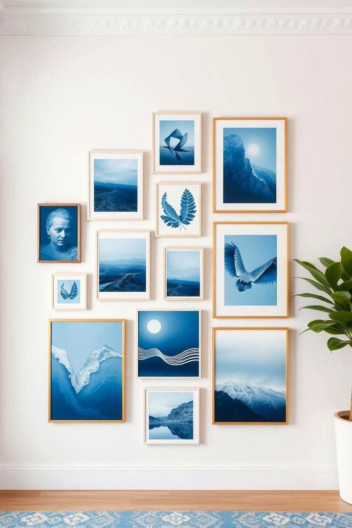 Blue Art Gallery Wall - 22 Blue Room Ideas