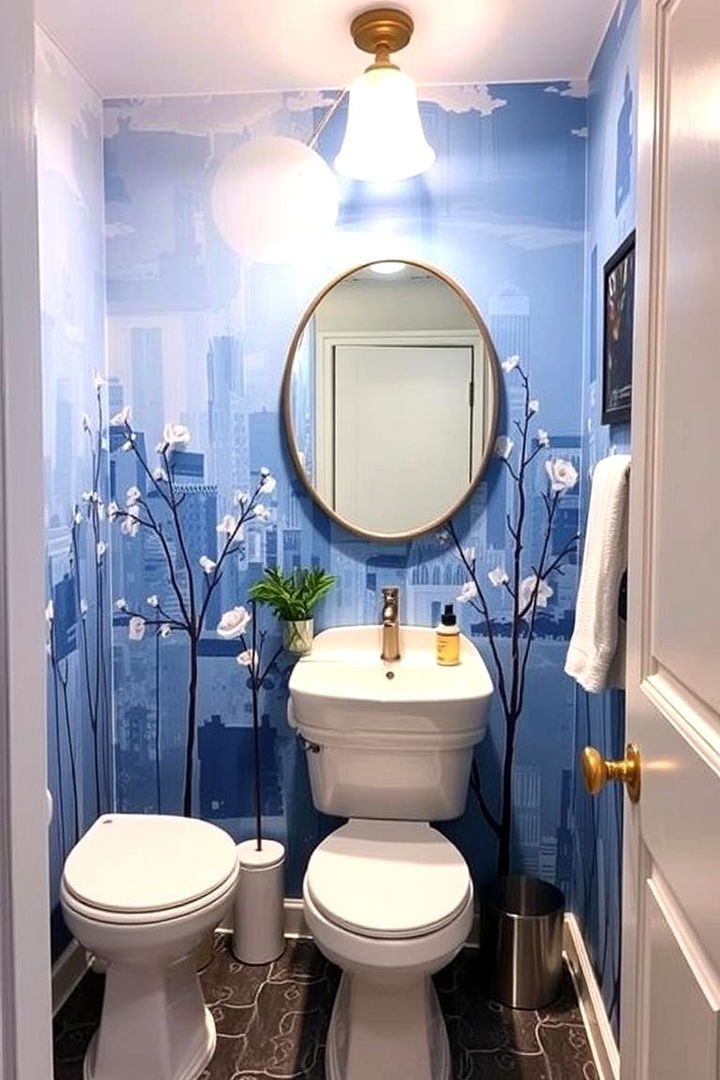 Blue Artistic Murals - 22 blue powder room ideas