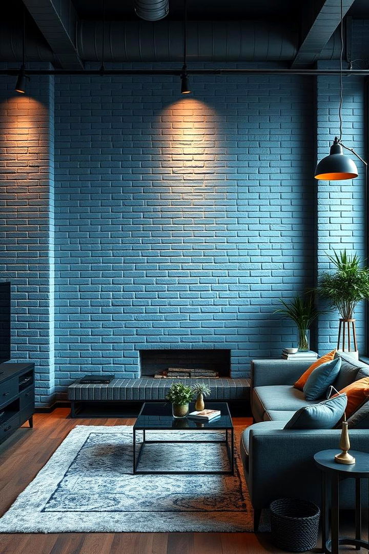 Blue Brick Effect - 22 Blue Accent Wall Ideas