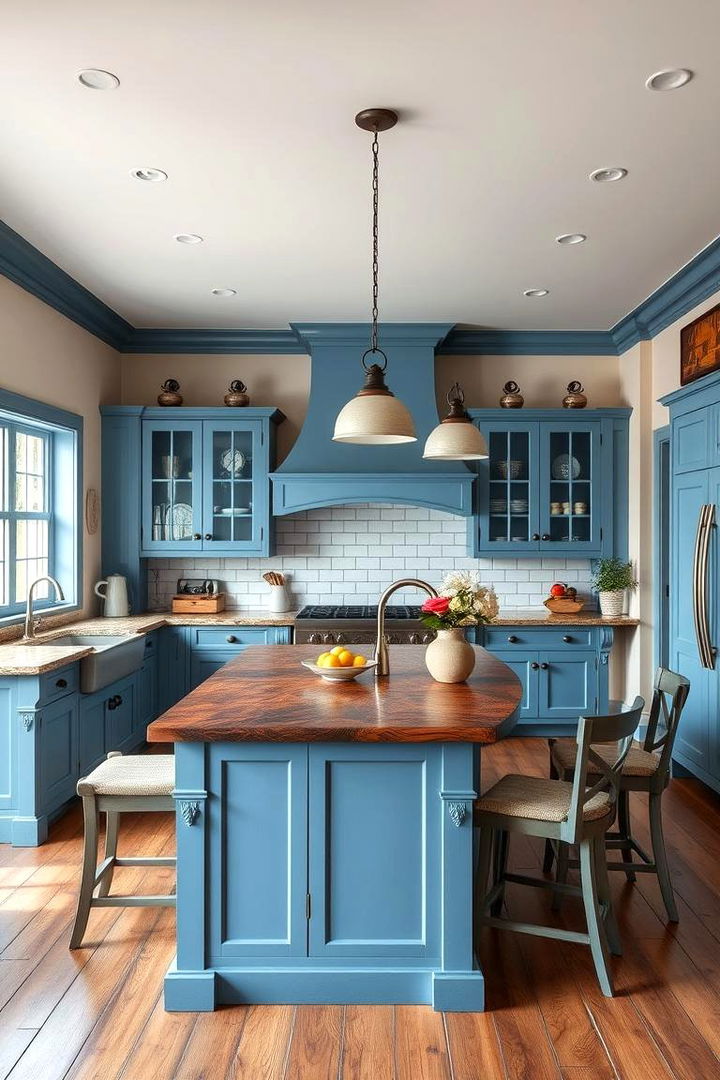 Blue Country Kitchen Island - 22 Blue French Country Kitchen Ideas